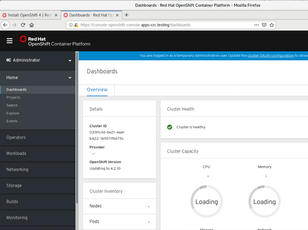 RedHat CodeReady Containers update